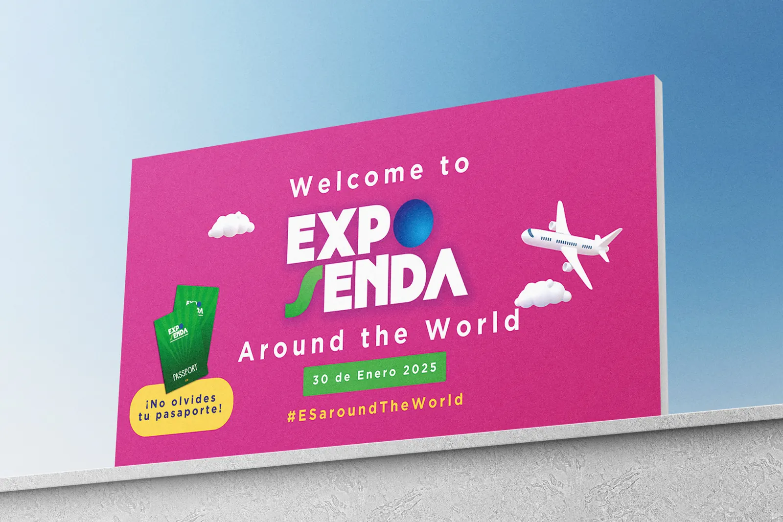 Lona de bienvenida a Expo Senda Around the World, 30 de enero de 2025