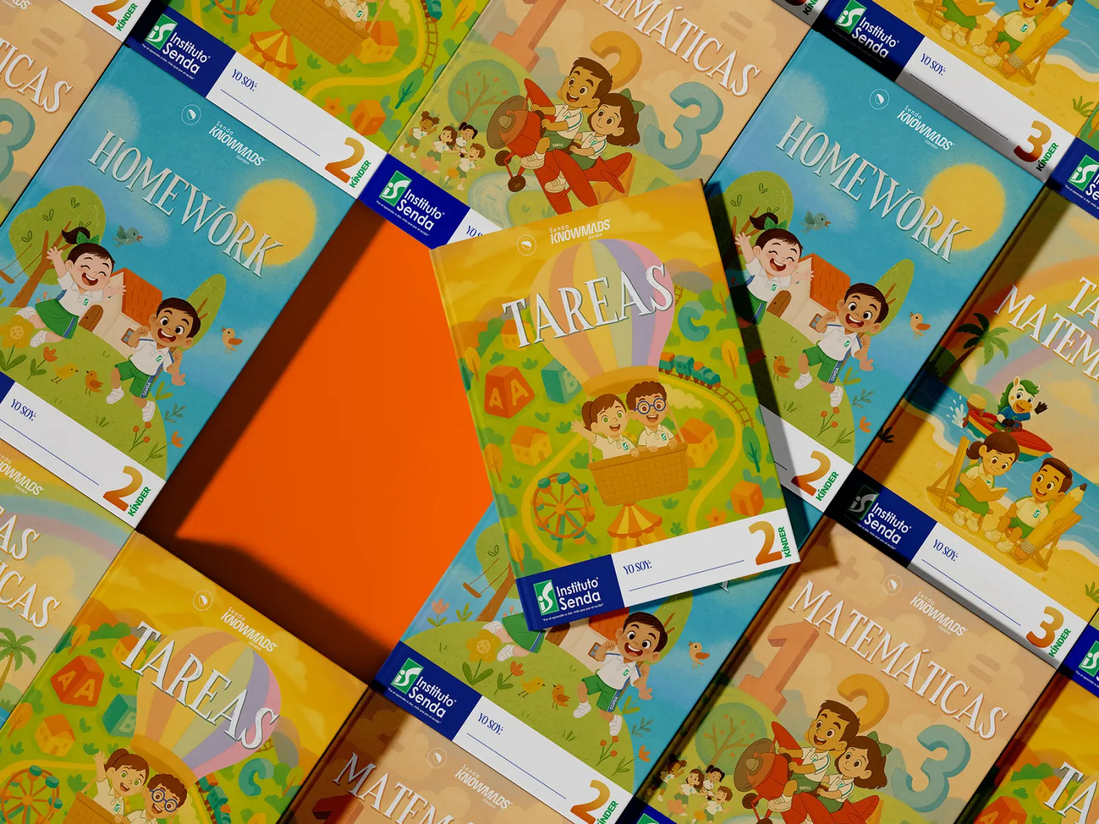 Portadas de cuadernos de Instituto Senda con ilustraciones infantiles